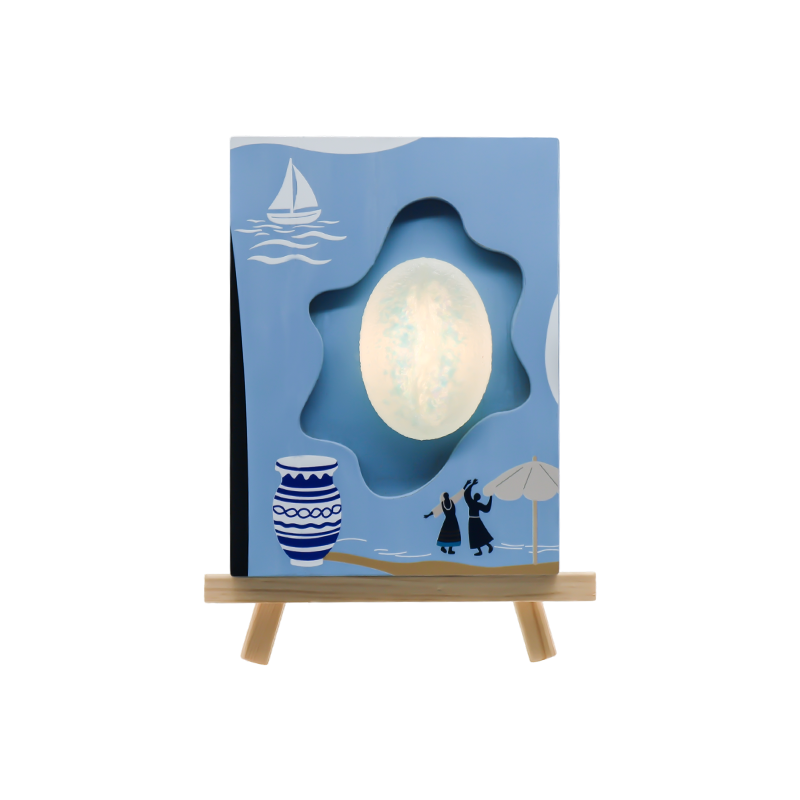 Ocean Wind Turing Coffee Bean Phù điêu Đèn nghệ thuật bằng gỗ-Ánh sáng của Biển tình yêu